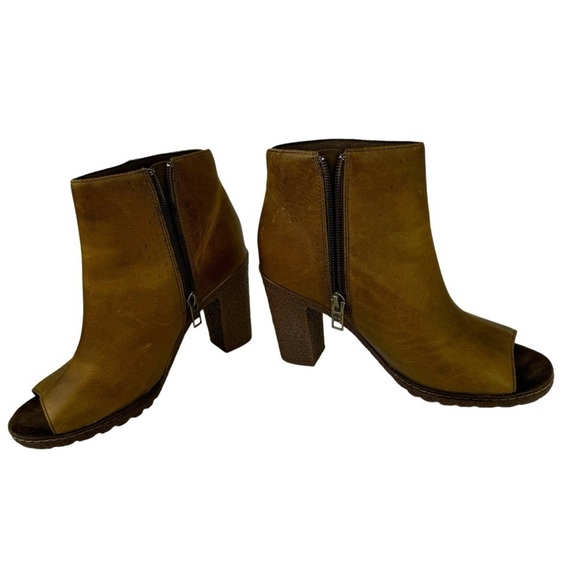 Timberland Women's Size 6 Tillston Peep Toe Leather Boots Ankle Booties Tan - Picture 8 of 16